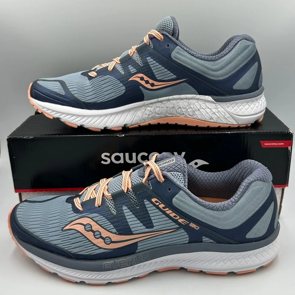 Saucony Guide ISO Running Shoes Wmn 12 Slate Peach EXCELLENT Stability Athletic
